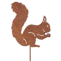 Article Tuteur de jardin décoratif rouille écureuil pour parterre et pot de fleurs 52 cm, lot de 2