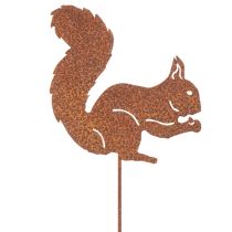 Article Tuteur de jardin décoratif rouille écureuil pour parterre et pot de fleurs 52 cm, lot de 2