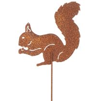 Article Tuteur de jardin décoratif rouille écureuil pour parterre et pot de fleurs 52 cm, lot de 2