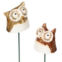 Article Piquet décoratif en céramique en forme de hibou pour plantes, 26 cm, lot de 2