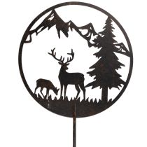 Article Piquet décoratif, animaux de la forêt, cerf et pin, 100 cm