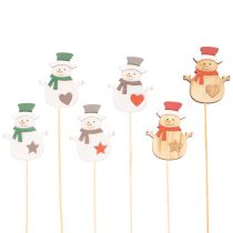 Article Piquets en bois en forme de bonhomme de neige pour décorations florales, Noël, 31 cm, lot de 12