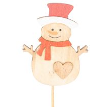 Article Piquets en bois en forme de bonhomme de neige pour décorations florales, Noël, 31 cm, lot de 12