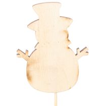 Article Piquets en bois en forme de bonhomme de neige pour décorations florales, Noël, 31 cm, lot de 12