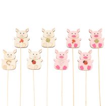 Article Décoration florale en forme de petit cochon, en bois, 31 cm, lot de 16.