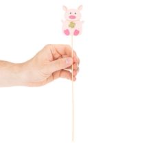 Article Décoration florale en forme de petit cochon, en bois, 31 cm, lot de 16.