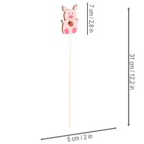 Article Décoration florale en forme de petit cochon, en bois, 31 cm, lot de 16.