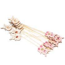 Article Décoration florale en forme de petit cochon, en bois, 31 cm, lot de 16.