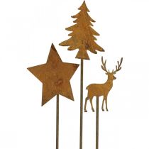 Article Piquet de jardin cerf patiné décoratif sapin étoile H9,5/10,5cm 9 pièces