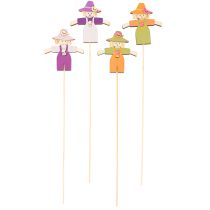 Article Décorations d'épouvantails en bois, couleurs assorties, 30 cm, lot de 12