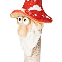Article Figurine de nain à coller, avec longue barbe et chapeau champignon, décoration, 17 cm, 2 pièces