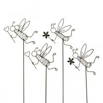 Article Bouchon de fleur en métal décoration abeille noir 8,5cm 4 pcs