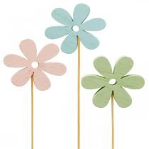 Article Bouchon fleur Bouchon décoratif en bois fleur colorée 6.5cm 12pcs