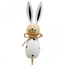 Article Bâton de fleur Lapin Lapin de Pâques en bois Noir/Blanc H34cm 4 pcs