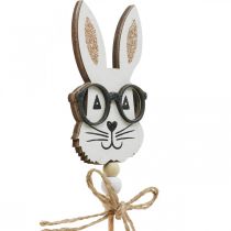 Article Bouchon fleur lapin avec verres bois scintillant 4×7.5cm 12pcs