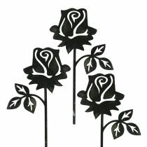 Article Pique de jardin déco Rose métal Gris Blanc 20cm×11,5cm 8pcs