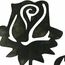 Article Pique de jardin déco Rose métal Gris Blanc 20cm×11,5cm 8pcs