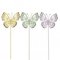 Article Piquet de jardin papillon métal tricolore L25cm 6pcs