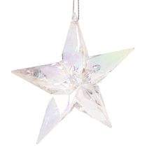 Article Étoiles décoratives en acrylique transparent irisé, décorations pour sapin de Noël, 9 cm, lot de 6