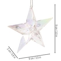 Article Étoiles décoratives en acrylique transparent irisé, décorations pour sapin de Noël, 9 cm, lot de 6