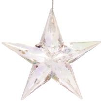Article Étoiles décoratives en acrylique transparent irisé, décorations pour sapin de Noël, 9 cm, lot de 6
