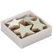 Article Ensemble de 9 étoiles décoratives en bois pour table et rebord de fenêtre, 5 cm.