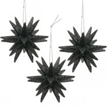 Article Étoiles de décoration de Noël à suspendre noires Ø7,5cm 8 pièces