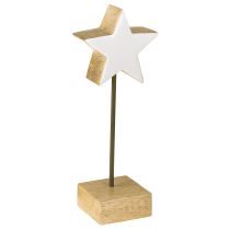 Article Étoile en bois blanche à poser H23cm 2 pcs