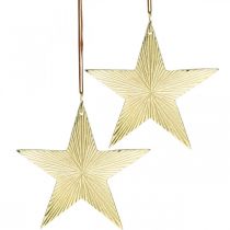 Article Etoile dorée, décoration de l&#39;Avent, pendentif décoration pour Noël 12 × 13cm 2pcs