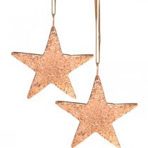 Article Etoile en cuivre à accrocher, décoration sapin de Noël, pendentifs métal 8×9cm 2pcs