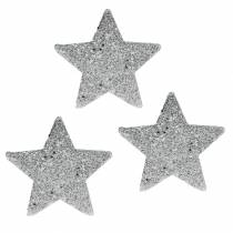 Article Décoration à disperser étoiles avec paillettes Ø6,5cm argent 36 pcs
