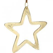 Article Pendentif Noël, décoration étoile pour l&#39;Avent, décoration étoile dorée 14×14cm