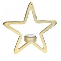 Article Photophore décoratif étoile à suspendre métal doré 20cm