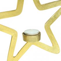 Article Photophore étoile décoratif métal à suspendre doré 24cm