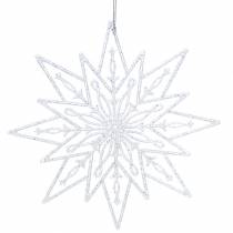 Étoile de glace décorative à suspendre transparente, paillettes 24,5cm 6pcs