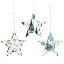 Article Pendentif étoile avec motifs décorations pour sapin de Noël 8cm 6 pcs