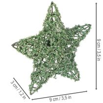 Article Ensemble d'étoiles décoratives en fil de fer vert, deux tailles, 10 cm, 12 pièces