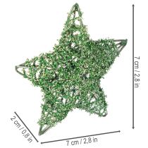 Article Ensemble d'étoiles décoratives en fil de fer vert, deux tailles, 10 cm, 12 pièces