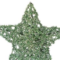 Article Ensemble d'étoiles décoratives en fil de fer vert, deux tailles, 10 cm, 12 pièces