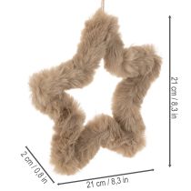 Article Étoile décorative suspendue en fausse fourrure, 21 cm, lot de 4