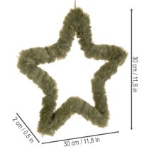 Article Étoile suspendue, fausse fourrure, pour portes et fenêtres, 30 cm, lot de 3