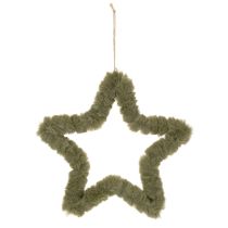 Article Étoile suspendue, fausse fourrure, pour portes et fenêtres, 30 cm, lot de 3