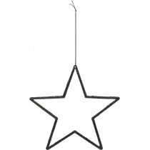 Article Pendentif étoile de décoration de Noël paillettes noires 17,5 cm 9 pièces