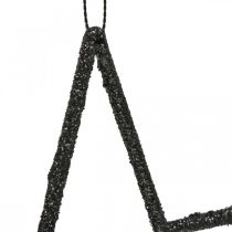Article Pendentif étoile de décoration de Noël paillettes noires 17,5 cm 9 pièces