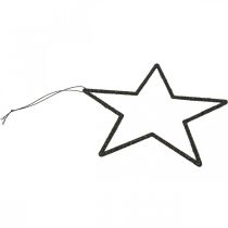 Article Étoiles décoratives suspendues noires pailletées 17,5 cm - Lot de 9