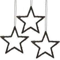 Décoration de Noël pendentif étoile paillettes noires 7,5cm 40p