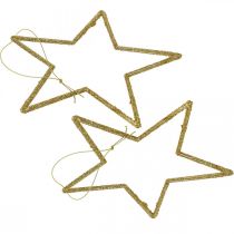 Article Décoration de Noël pendentif étoile paillettes dorées 12cm 12pcs