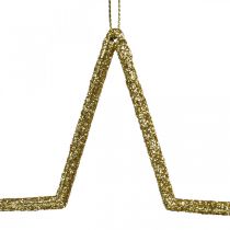 Article Décoration de Noël pendentif étoile paillettes dorées 17,5cm 9pcs