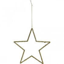 Article Décoration de Noël pendentif étoile paillettes dorées 17,5cm 9pcs