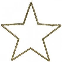 Décoration de Noël pendentif étoile paillettes dorées 17,5cm 9pcs